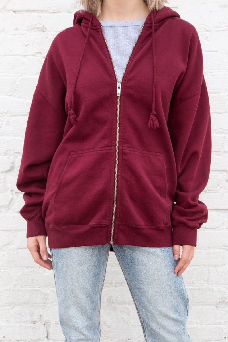 Sweat a Capuche Brandy Melville Christy Rouge Foncé | YKG-33021016